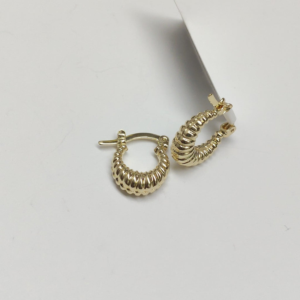 ARETES ARRACADA ESTRIADAS 14K 1.1 GR (NUEVO)