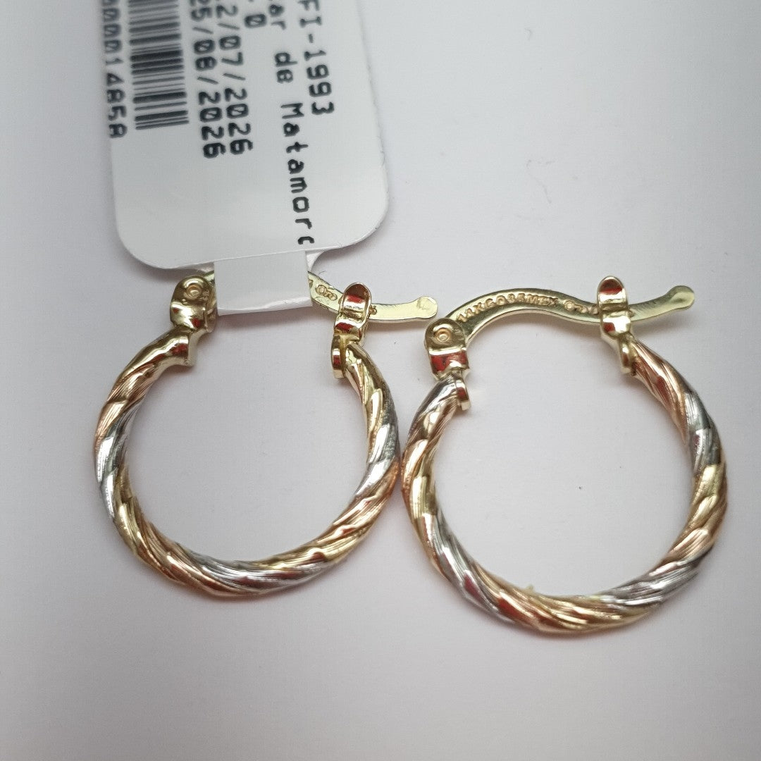 ARETES ARRACADAS COMBINADAS 14K 2 GR (NUEVO)