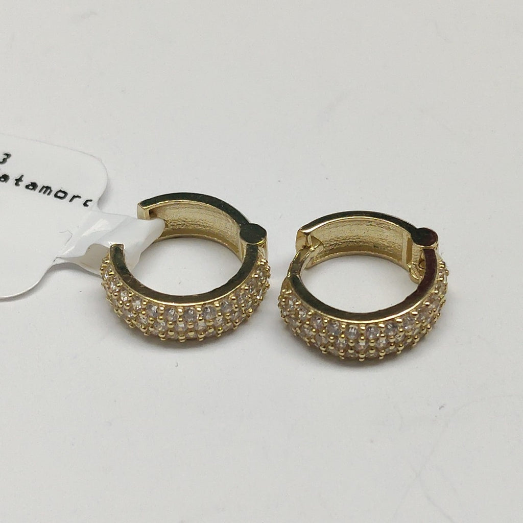 ARETES HUGGIE CON CIRCONIAS 14K 2.1 GR (NUEVO)
