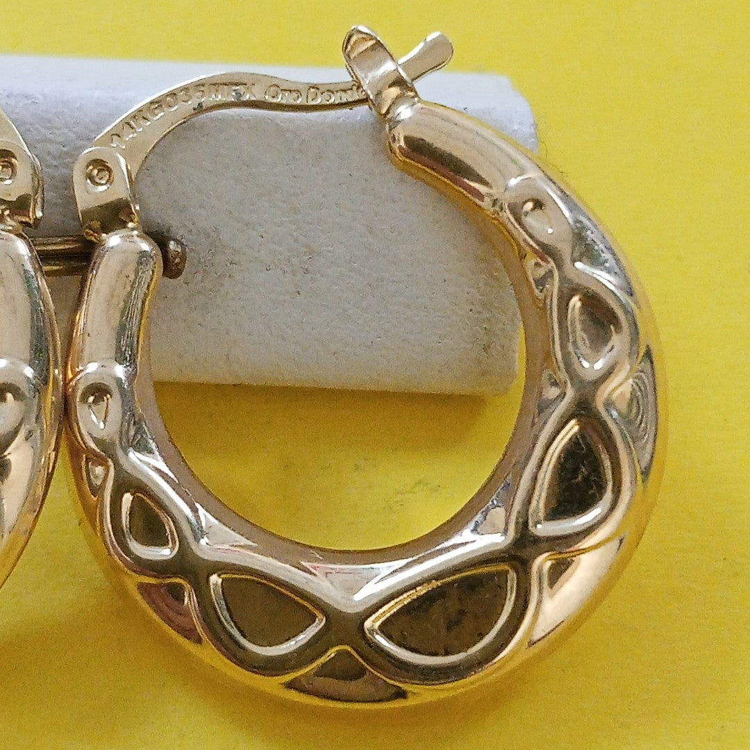 ARETES TEJIDO ARRACADAS CON FIGURA 14K 2.2 GR (NUEVO)