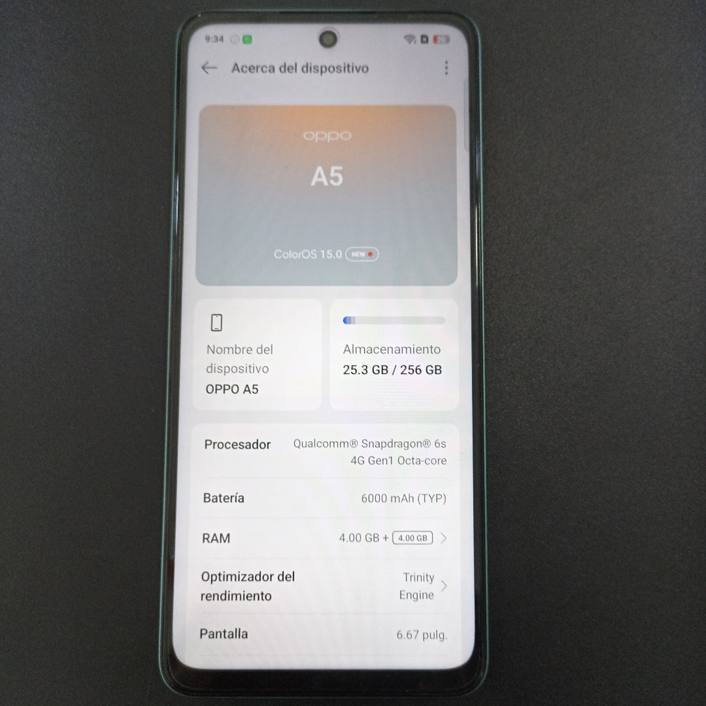CELULAR OPPO A5 CPH2727 (2025) 256 GB 4 GB RAM (SEMINUEVO)