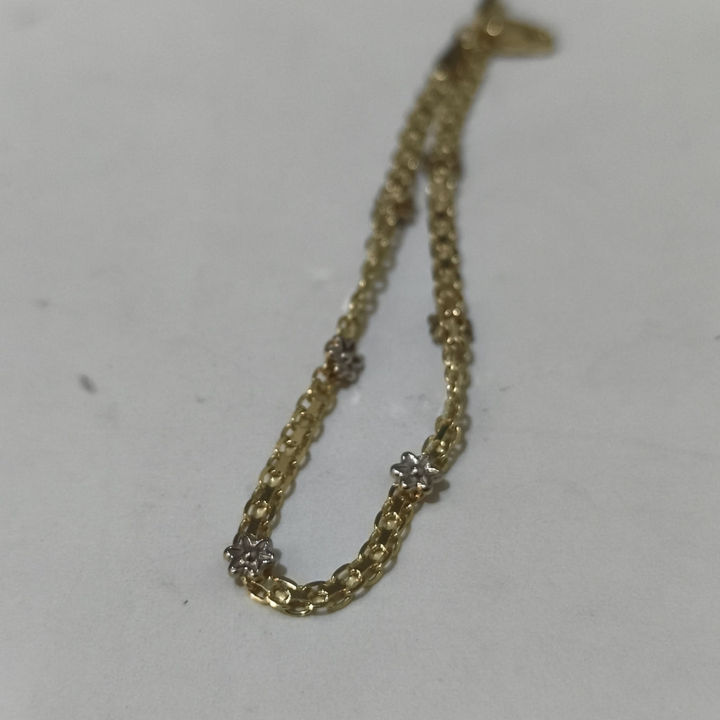 PULSERA ESPECIAL C FLORES 14K 18 CM 2.9 GR (NUEVO)