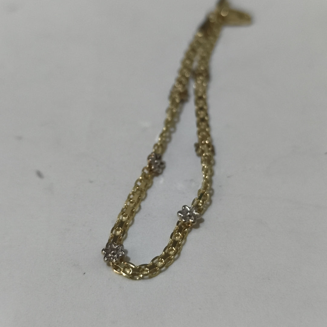 PULSERA ESPECIAL C FLORES 14K 18 CM 2.9 GR (NUEVO)