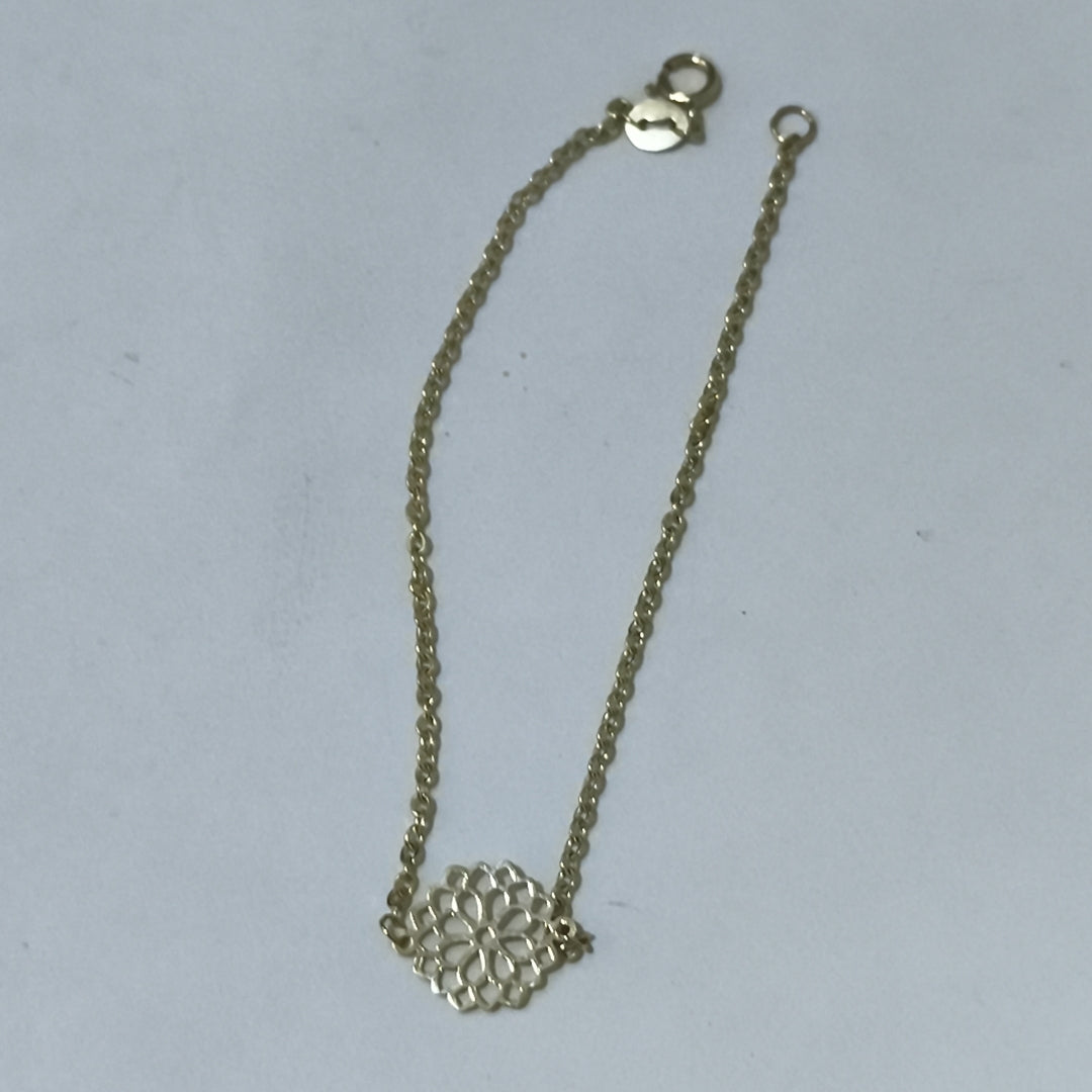 PULSERA TEJIDO ESPECIAL CON MANDALA 14K 18 CM 1.3 GR (NUEVO)