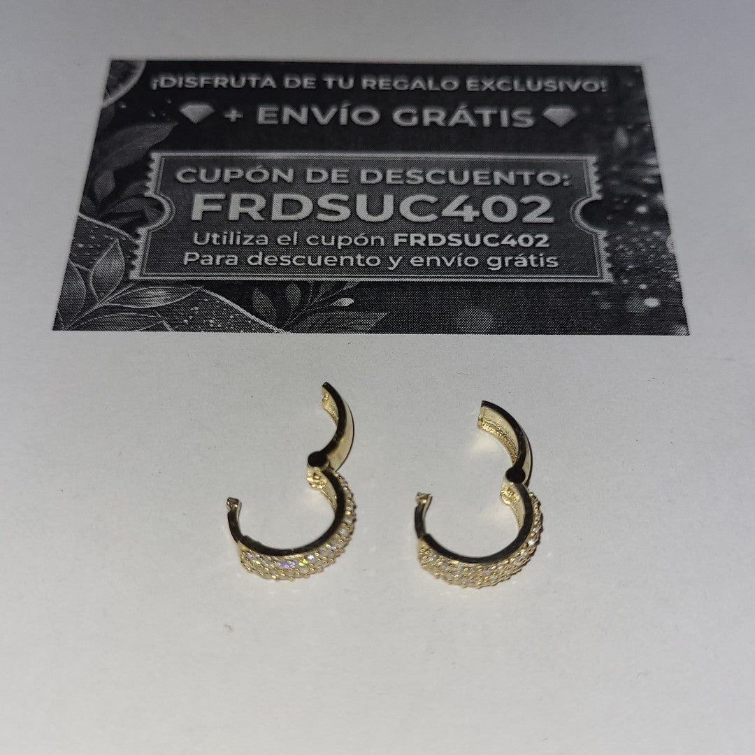 ARETES HUGGIE CON CIRCONIAS 14K 2.1 GR (NUEVO)