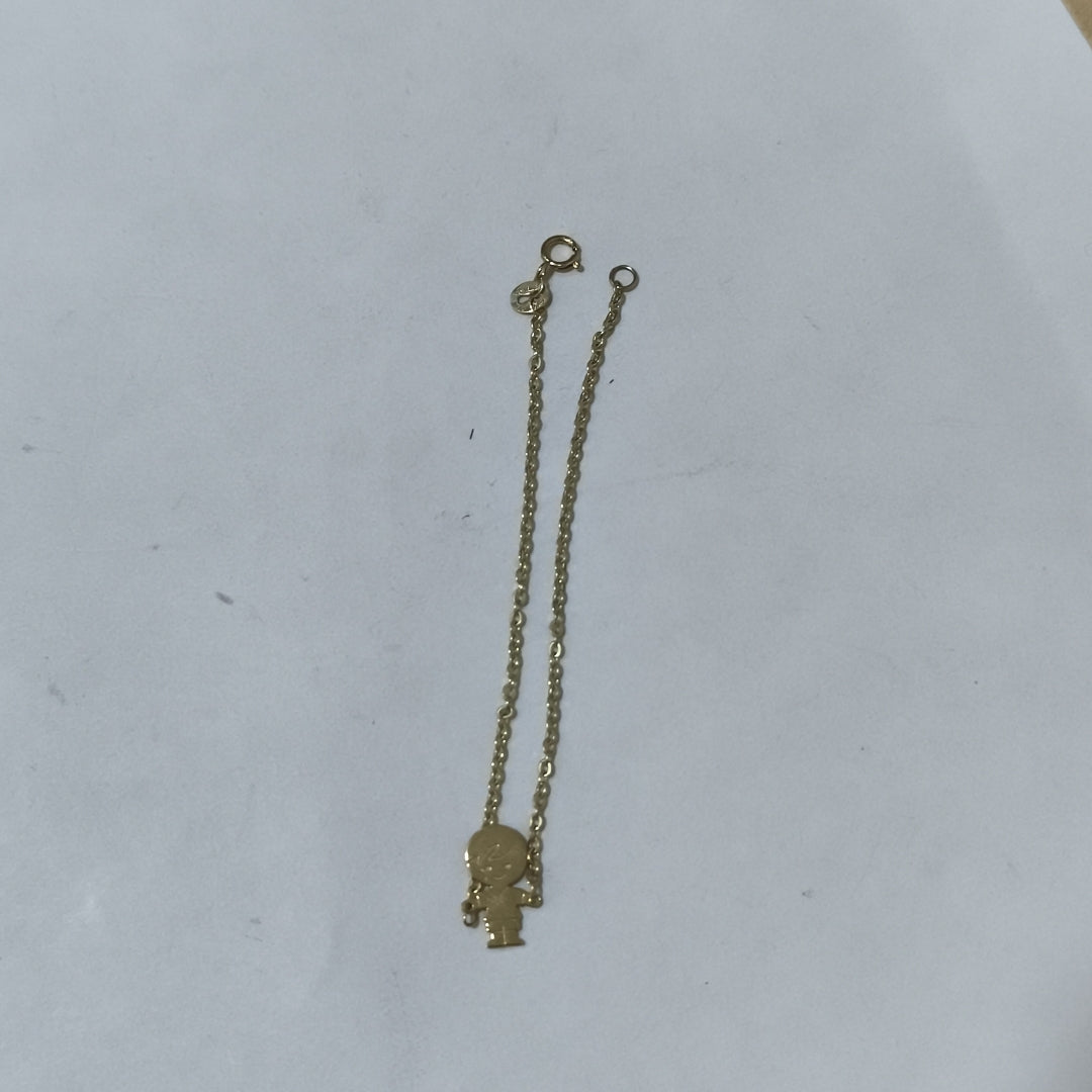 PULSERA TEJIDO ESPECIAL FIG NIÑO 14K 18 CM 1.4 GR (NUEVO)