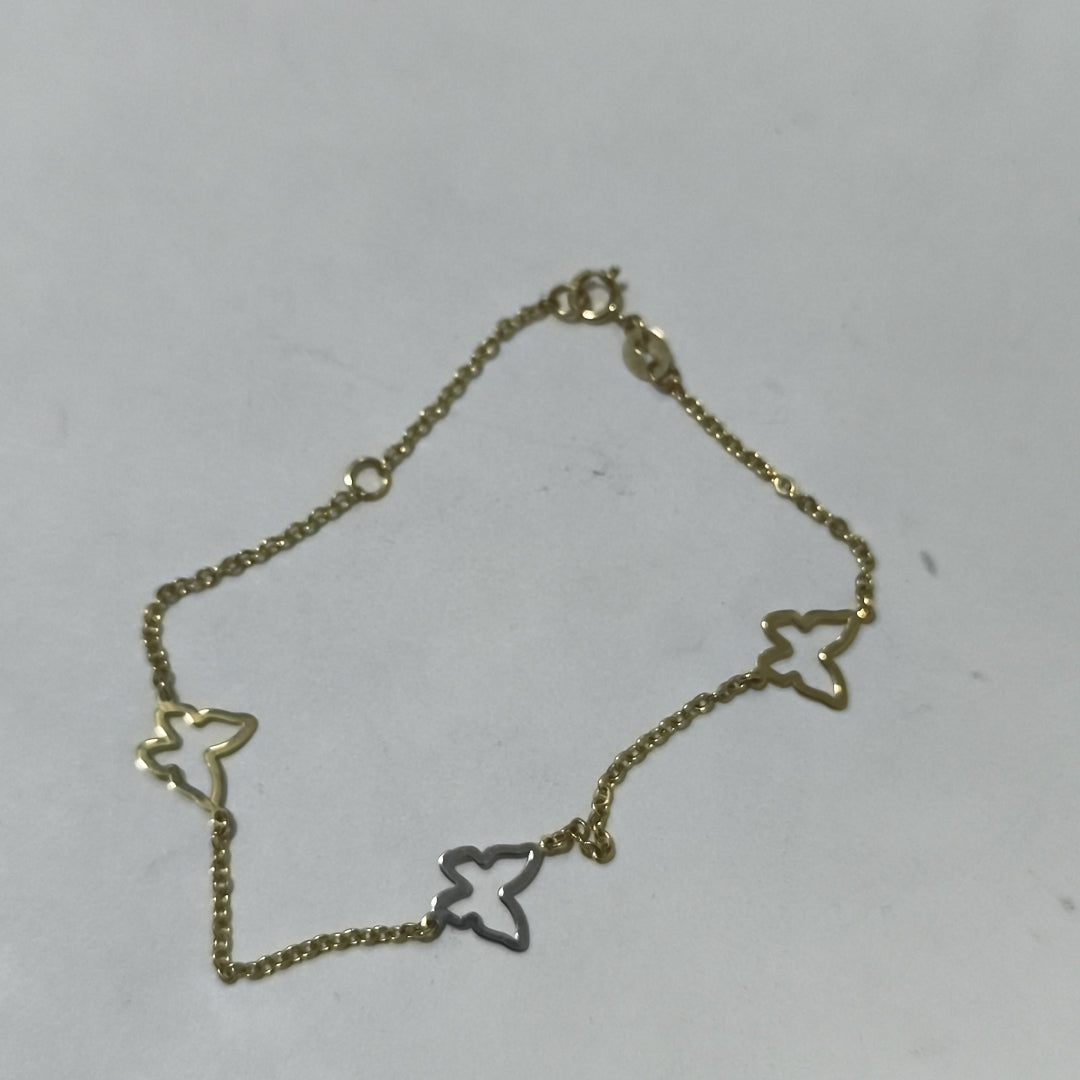 PULSERA ESPECIAL C MARIPOSAS 14K 18 CM 1.7 GR (NUEVO)