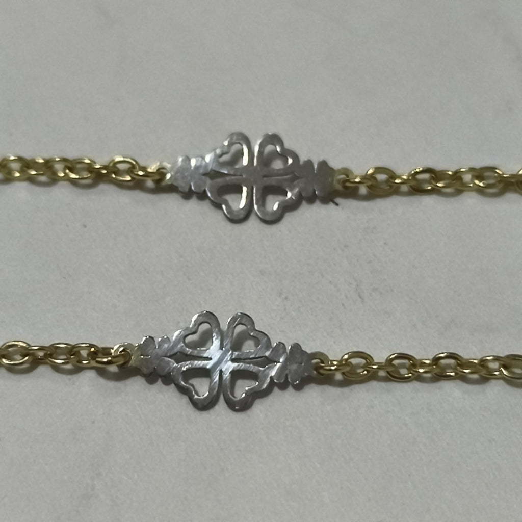 PULSERA ESPECIAL CON TREBOL 14K 18 CM 1.9 GR (NUEVO)