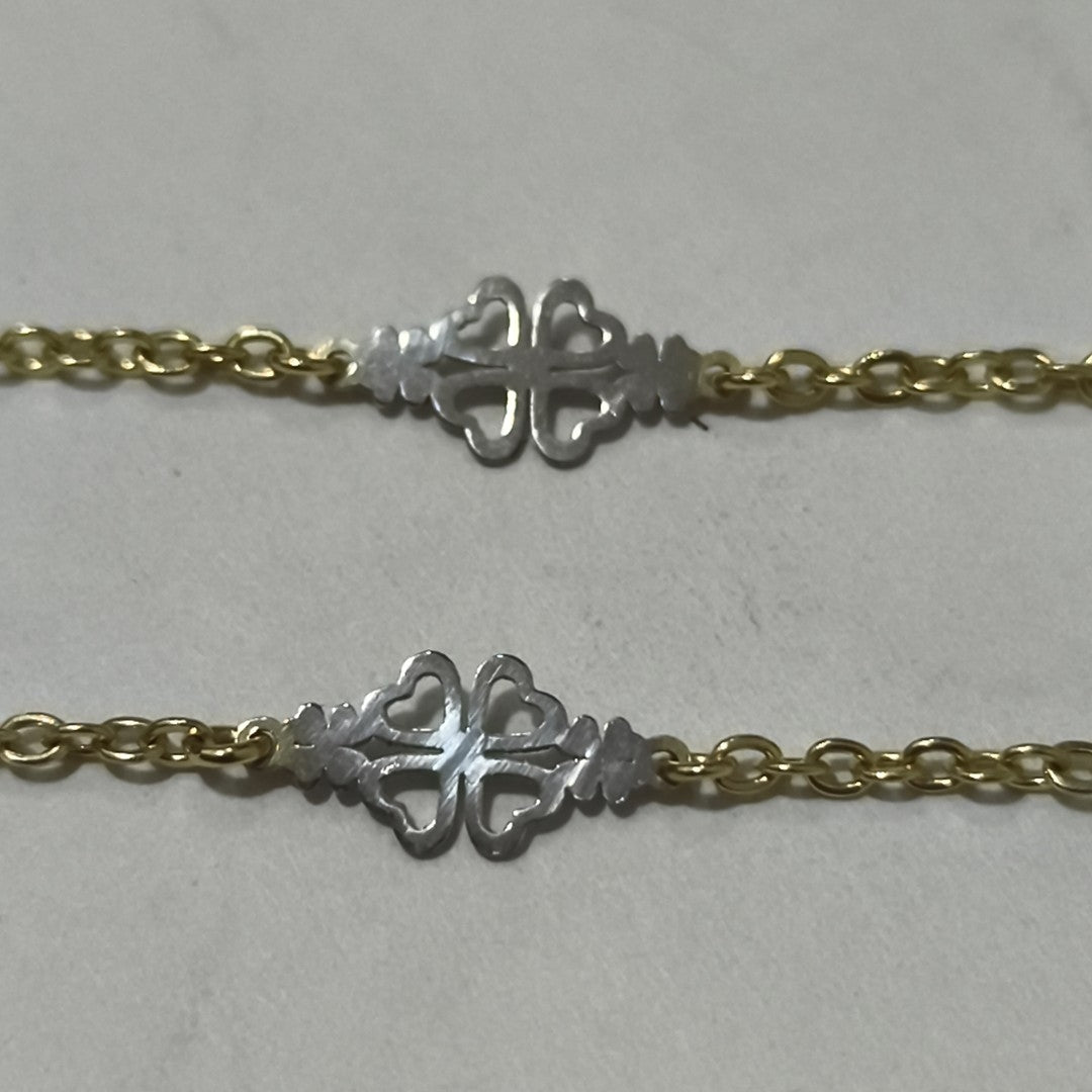 PULSERA ESPECIAL CON TREBOL 14K 18 CM 1.9 GR (NUEVO)
