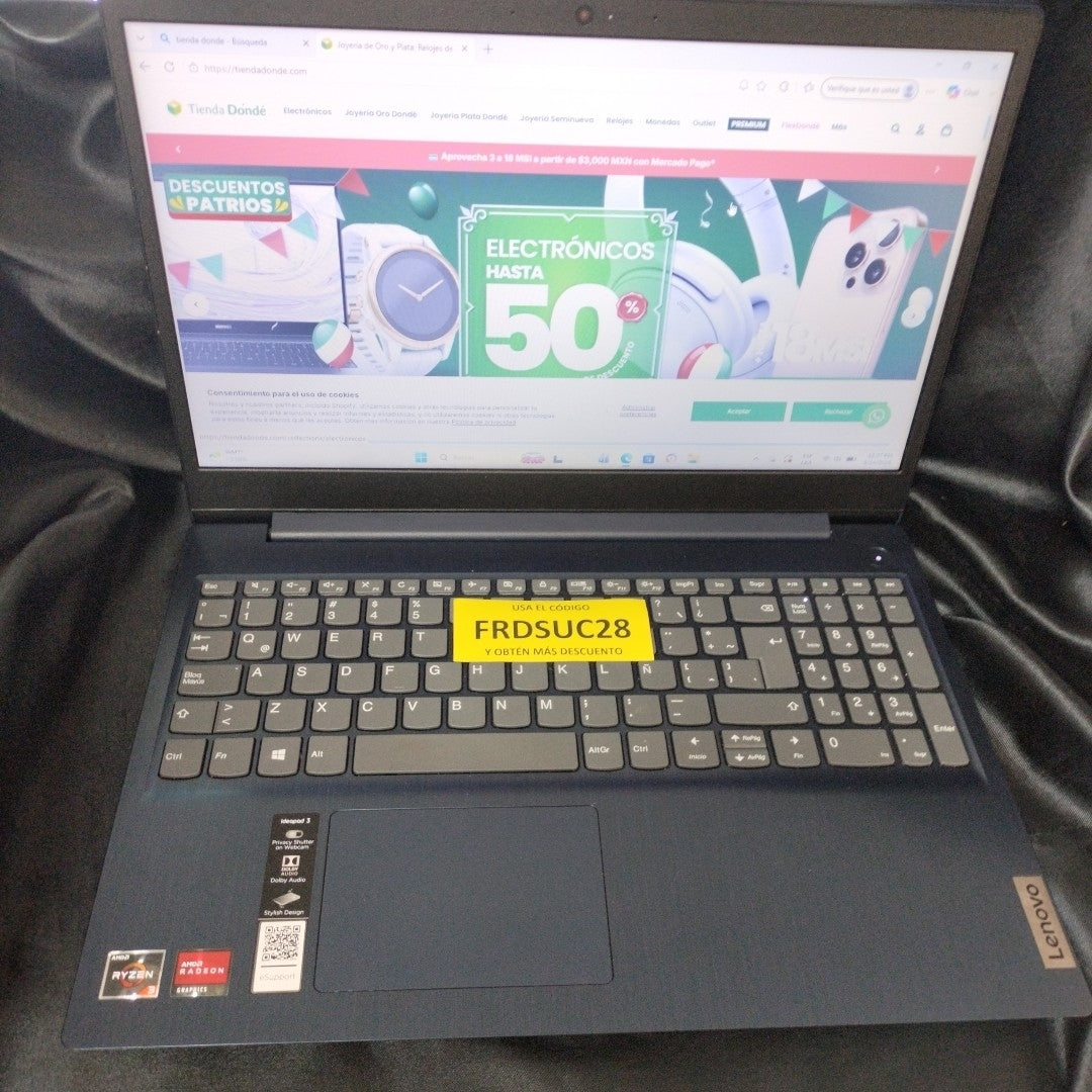 LAPTOP LENOVO IDEAPAD 3 15IAU7 (2023) 256 GB SSD 8 GB RAM (SEMINUEVO)