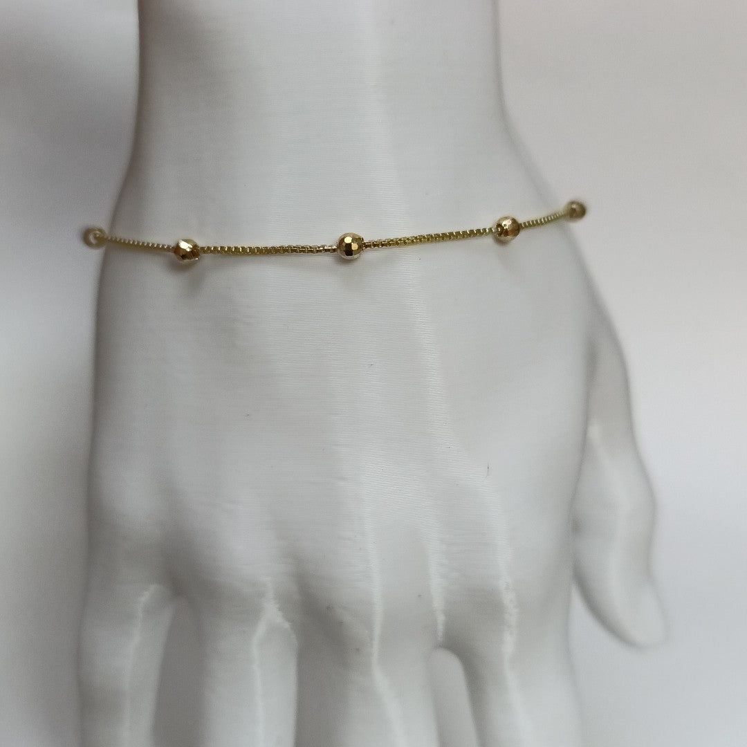 PULSERA ESPECIAL CON BOLITAS 14K 18 CM 1.4 GR (NUEVO)
