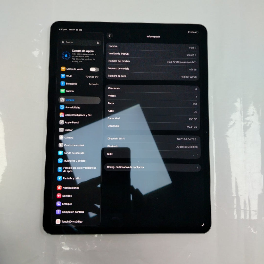 TABLETA APPLE IPAD AIR (M2) 13" A2898 (2024) 256 GB 8 GB RAM (SEMINUEVO)