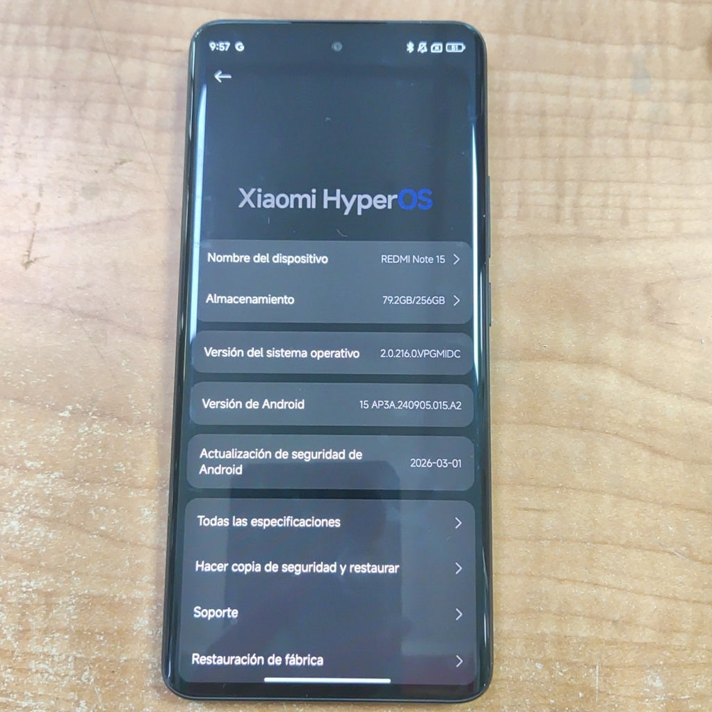 CELULAR XIAOMI REDMI NOTE 15 2510DRA23L (2026) 256 GB 8 GB RAM (SEMINUEVO)