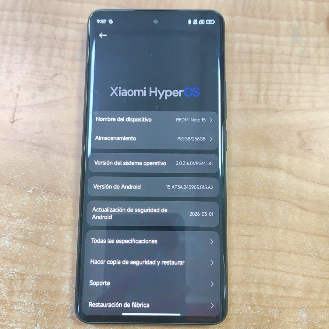 CELULAR XIAOMI REDMI NOTE 15 2510DRA23L (2026) 256 GB 8 GB RAM (SEMINUEVO)