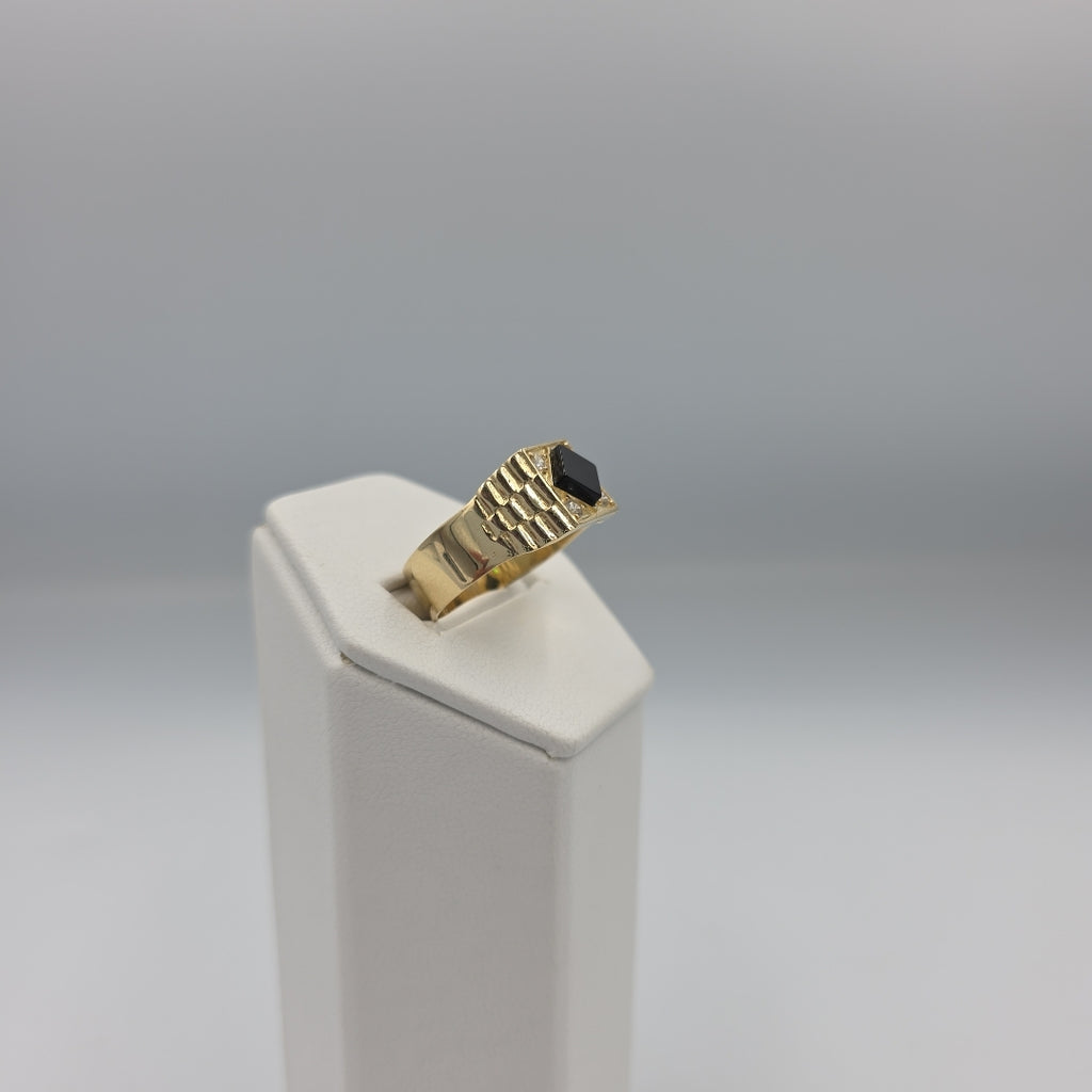 ANILLOS CON ONIX Y CIRCONIAS 14K TALLA 12 4.5 GR (NUEVO)