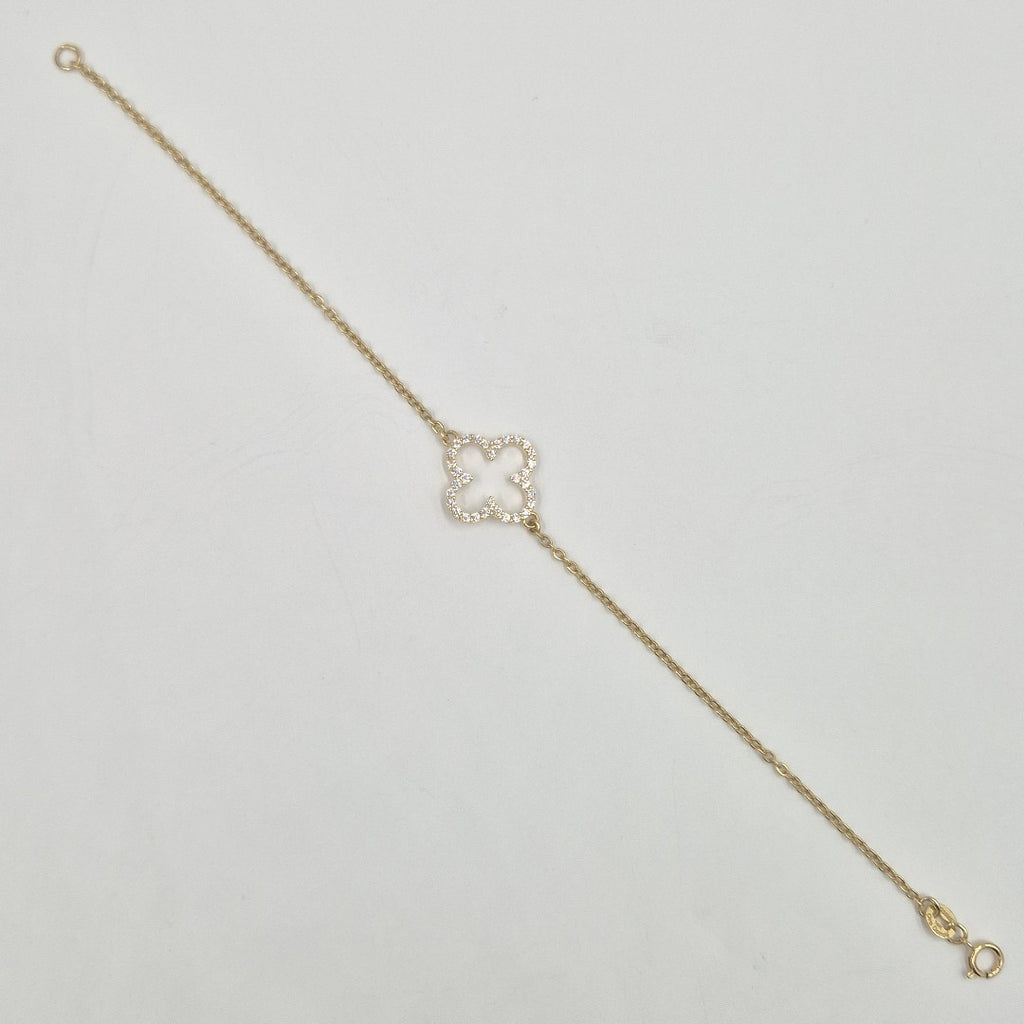 PULSERA TEJIDO ESPECIAL C CIRCONIAS 14K 18 CM 1.8 GR (NUEVO)