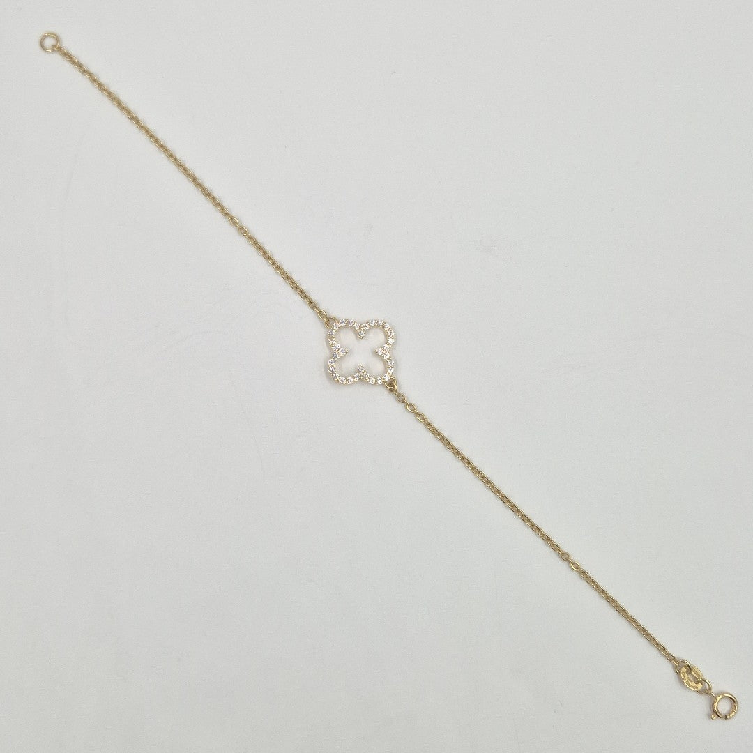 PULSERA TEJIDO ESPECIAL C CIRCONIAS 14K 18 CM 1.8 GR (NUEVO)
