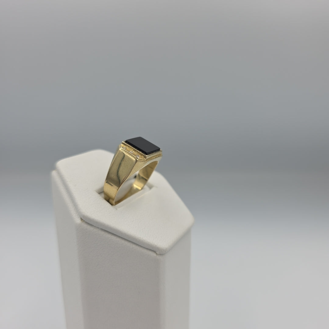ANILLOS CON ONIX Y CIRCONIAS 10K TALLA 10 3.8 GR (NUEVO)