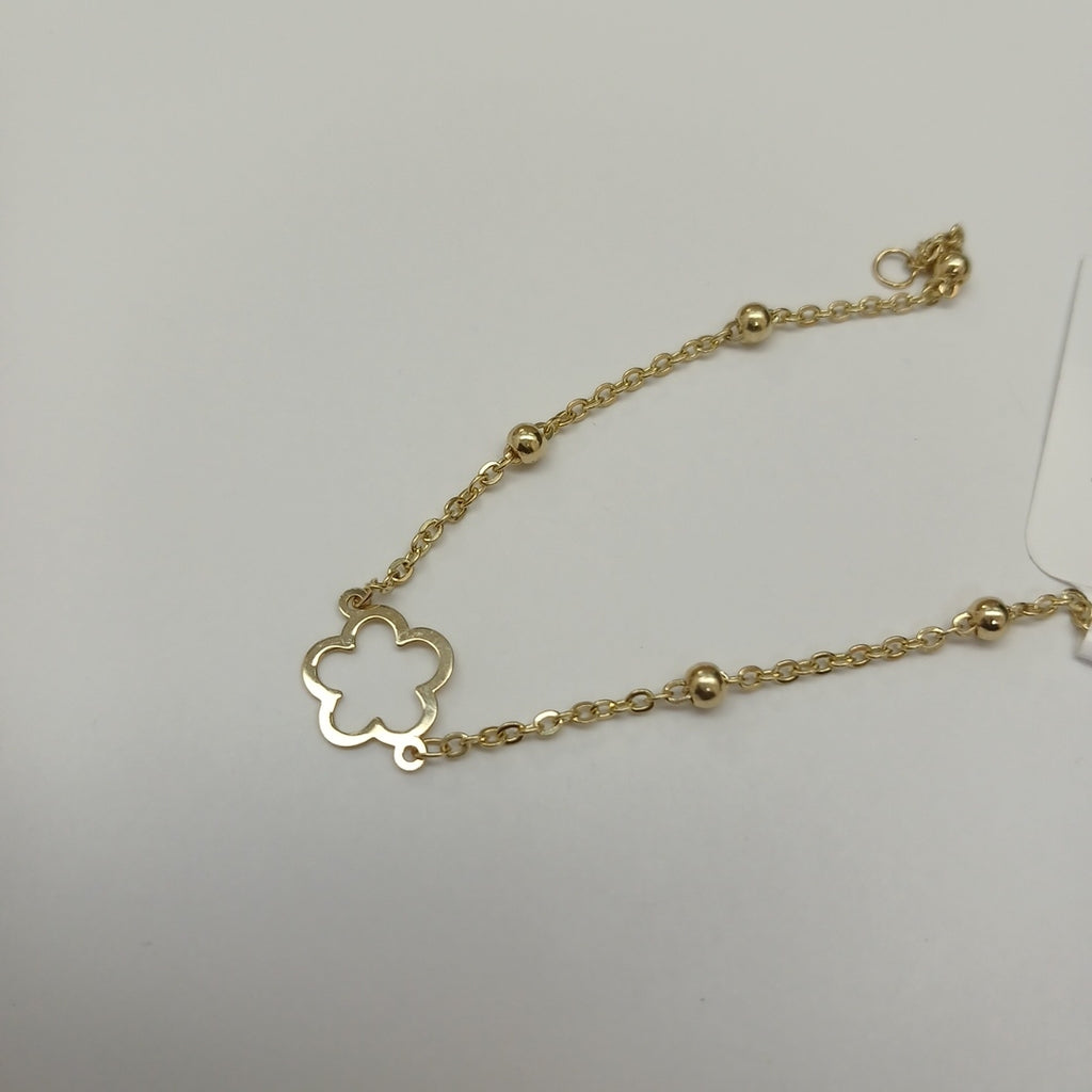 PULSERA TEJIDO ESPECIAL CON FLOR 14K 18 CM 1.6 GR (NUEVO)