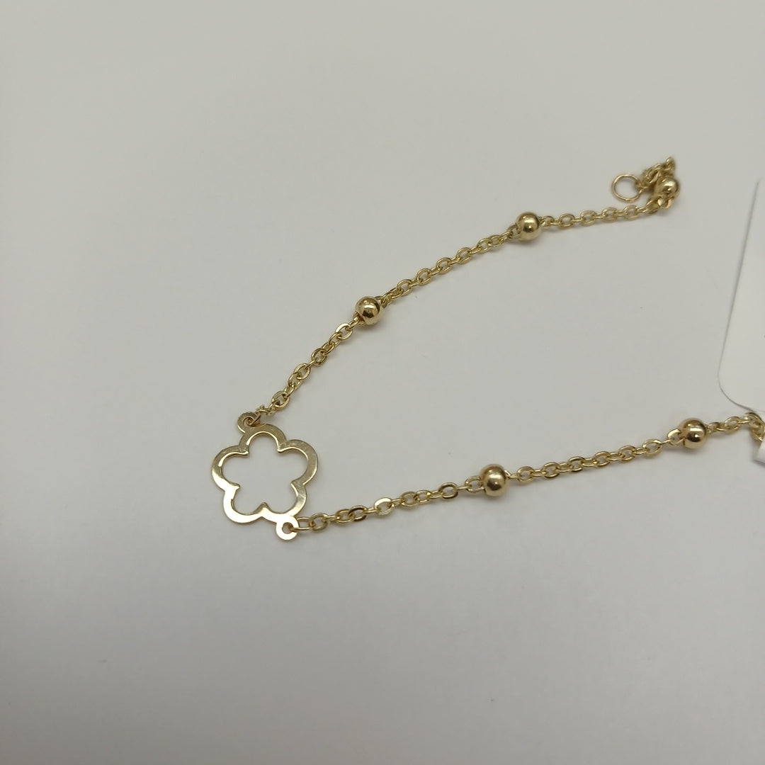 PULSERA TEJIDO ESPECIAL CON FLOR 14K 18 CM 1.6 GR (NUEVO)