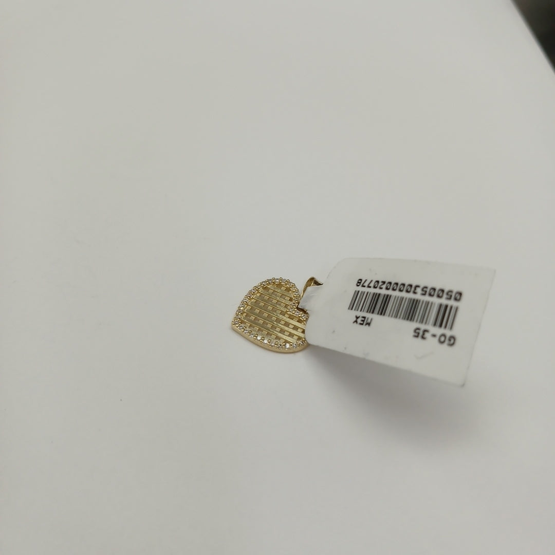 DIJE TEJIDO CORAZON CON CERCO DE CIRCONIAS 14K 1.2 GR (NUEVO)