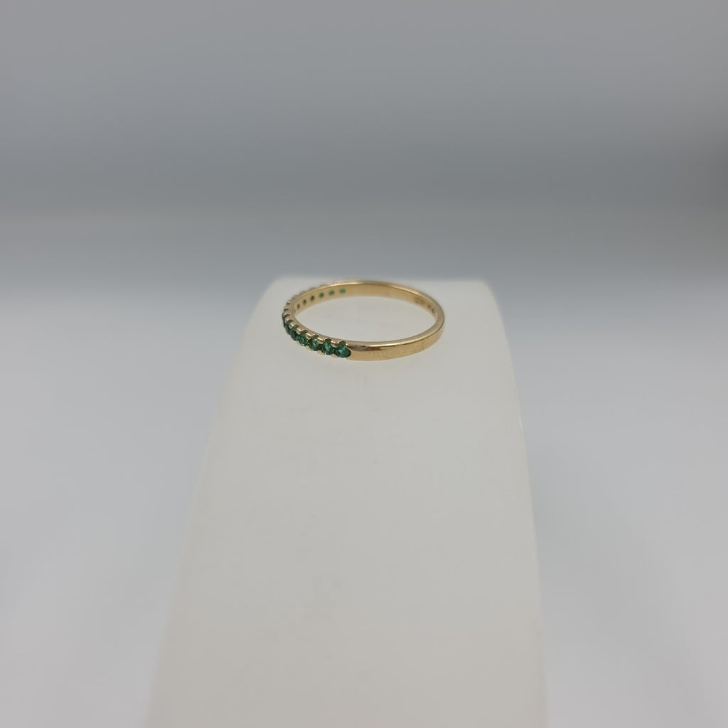 ANILLO ANILLITO MEDIA CHURUMBELA C PDRAS COLOR VERDE 14K 9 TALLA 1.7 GR (NUEVO)
