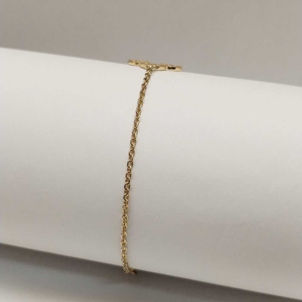 PULSERA TEJIDO ESPECIAL C CIRCONIAS 14K 18 CM 1.8 GR (NUEVO)