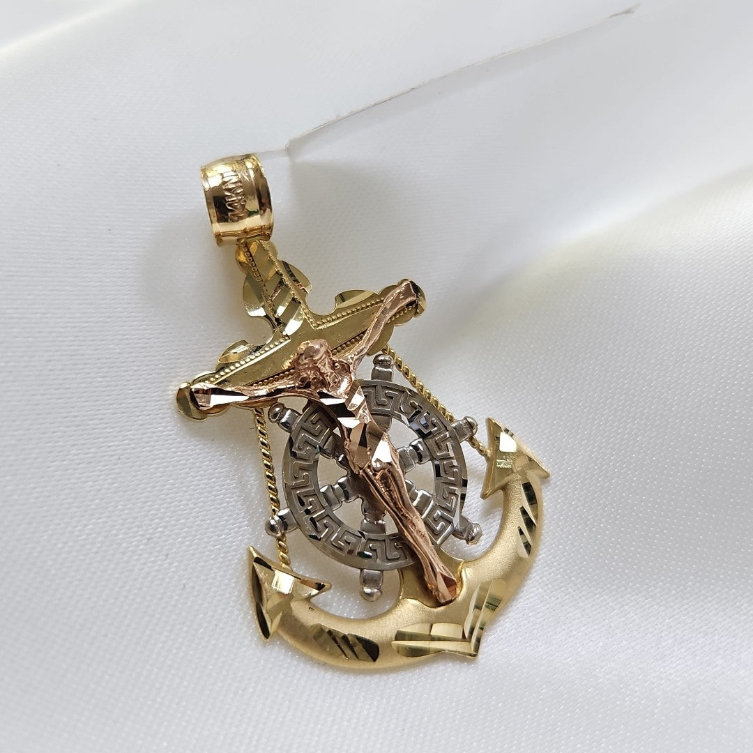 CRISTO EN ANCLA ORO COMBINADO 14 K 6.5 GRMS (SEMINUEVO)