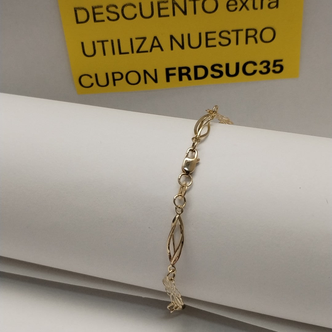 PULSERA ESPECIAL CON FLORES 14K 18 CM 2.6 GR (NUEVO)