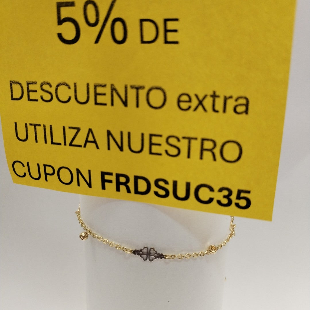 PULSERA ESPECIAL CON TREBOL 14K 18 CM 1.8 GR (NUEVO)