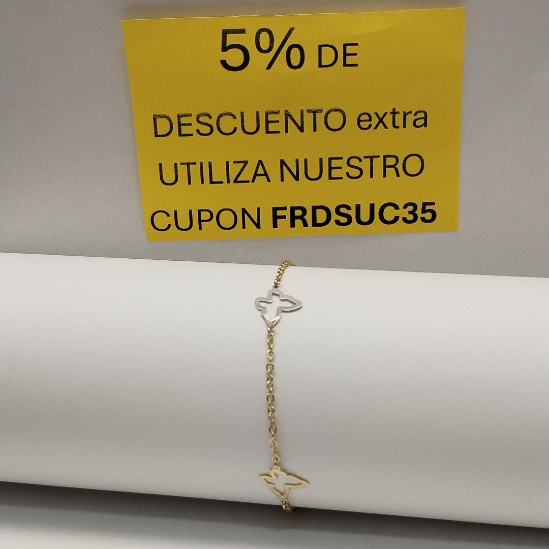 PULSERA ESPECIAL C MARIPOSAS 14K 18 CM 1.7 GR (NUEVO)