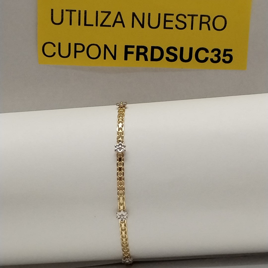 PULSERA ESPECIAL C FLORES 14K 18 CM 2.9 GR (NUEVO)