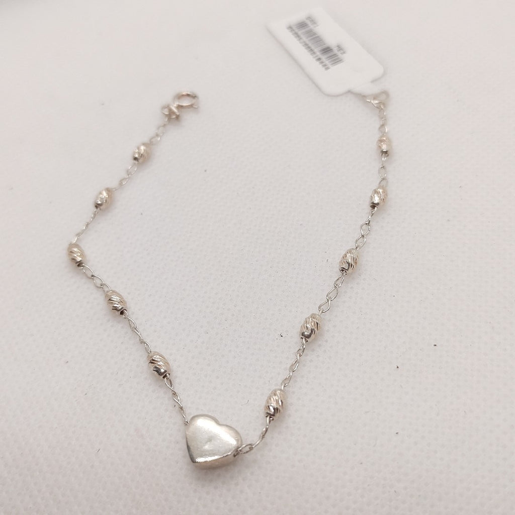 PULSERA TEJIDO CORAZON PLATA .925 18 CM 3.3 GR (NUEVO)