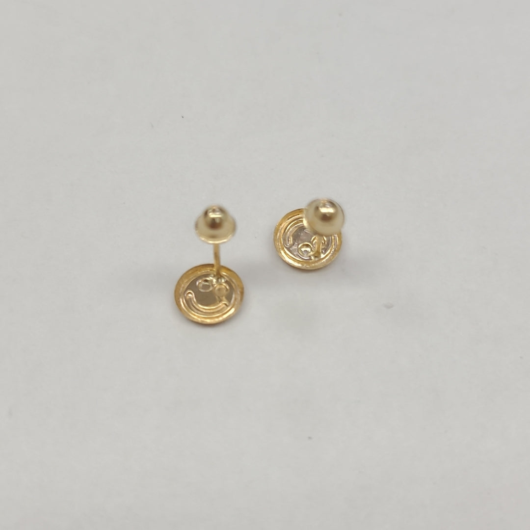 BROQUELES BROQUEL FIG SONRISA ESMALTE ROSA 14K 0.1696 GR (NUEVO)