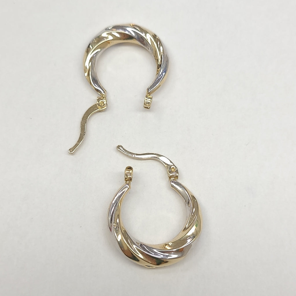 ARETES TEJIDO ARRACADA TRENZADA COMBINADA 14K 1.8 GR (NUEVO)