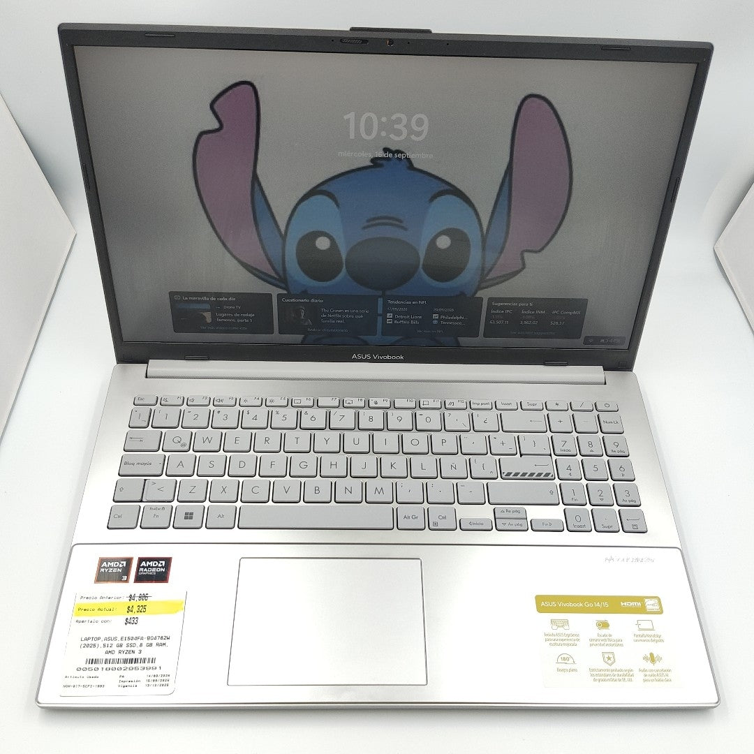 LAPTOP ASUS E1504FA-BQ4782W (2025) 512 GB SSD 8 GB RAM (SEMINUEVO)