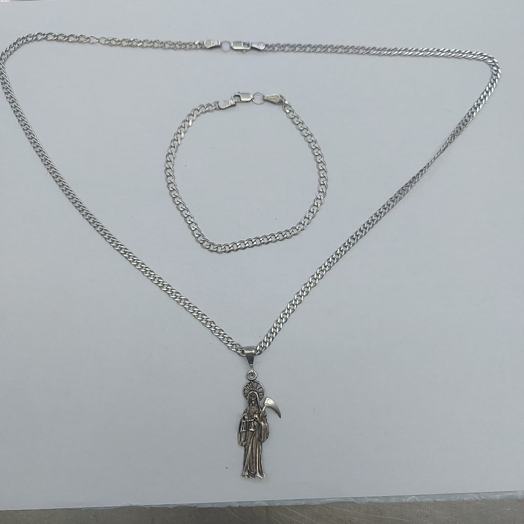 CADENA, DIJE, PULSERA PLATA 17.9 GRMS (SEMINUEVO)