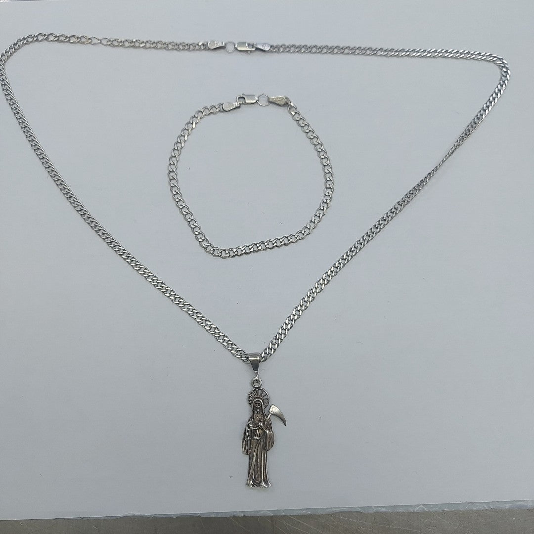 CADENA, DIJE, PULSERA PLATA 17.9 GRMS (SEMINUEVO)