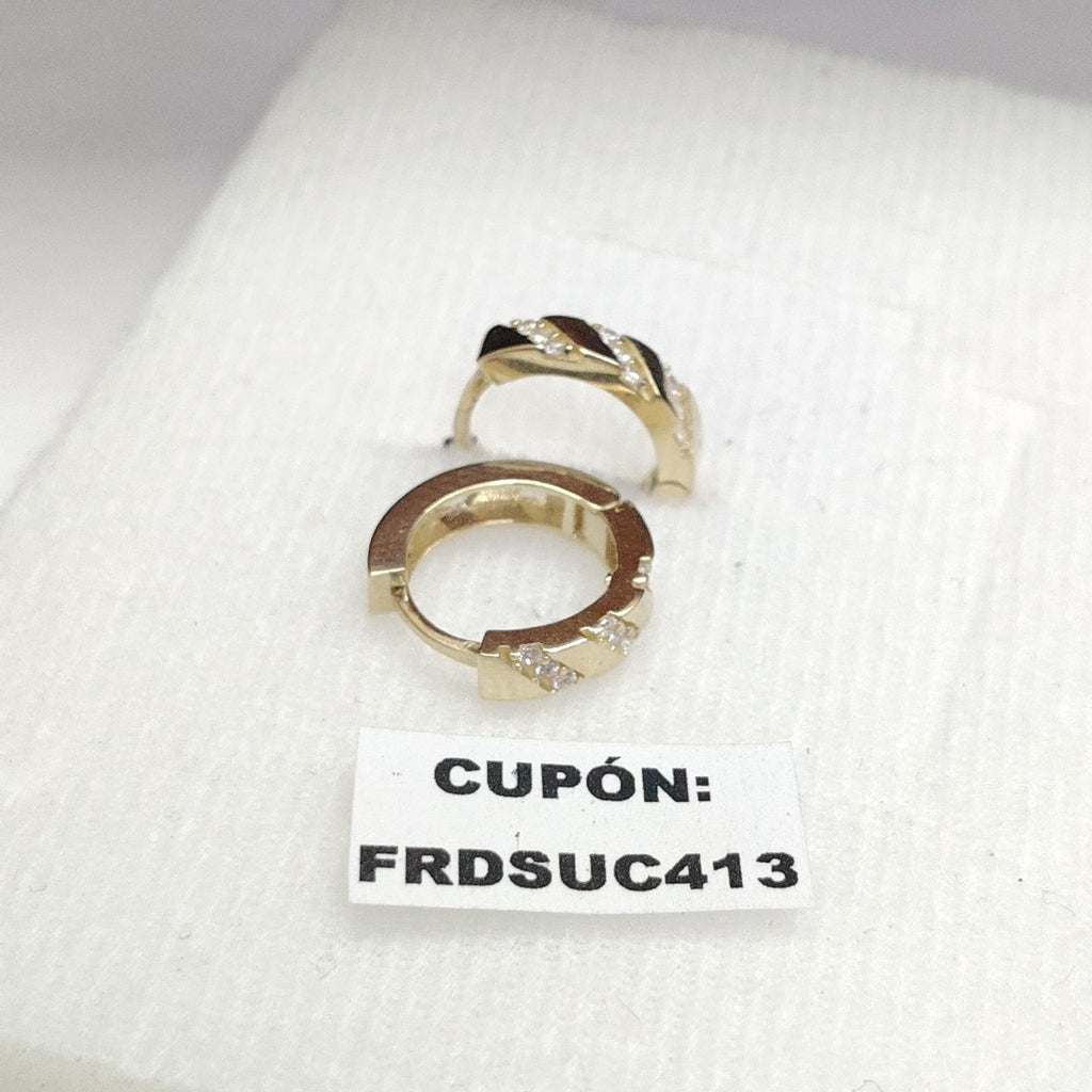 ARETES HUGGIES CON CIRCONIAS 14K 2.2 GR (NUEVO)