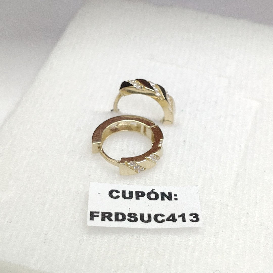 ARETES HUGGIES CON CIRCONIAS 14K 2.2 GR (NUEVO)