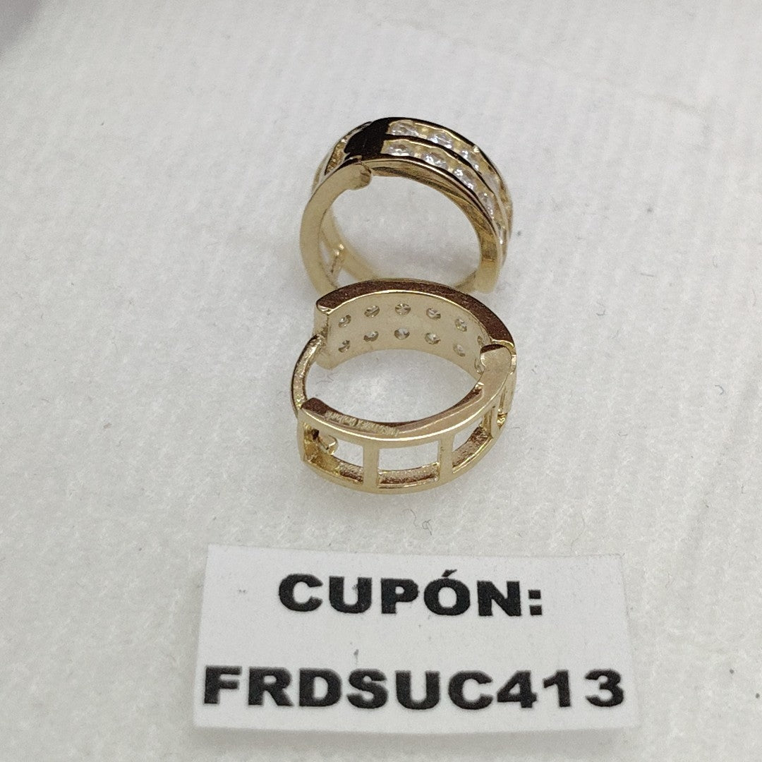 ARETES HUGGIES C CIRCONIAS 14K 1.7 GR (NUEVO)