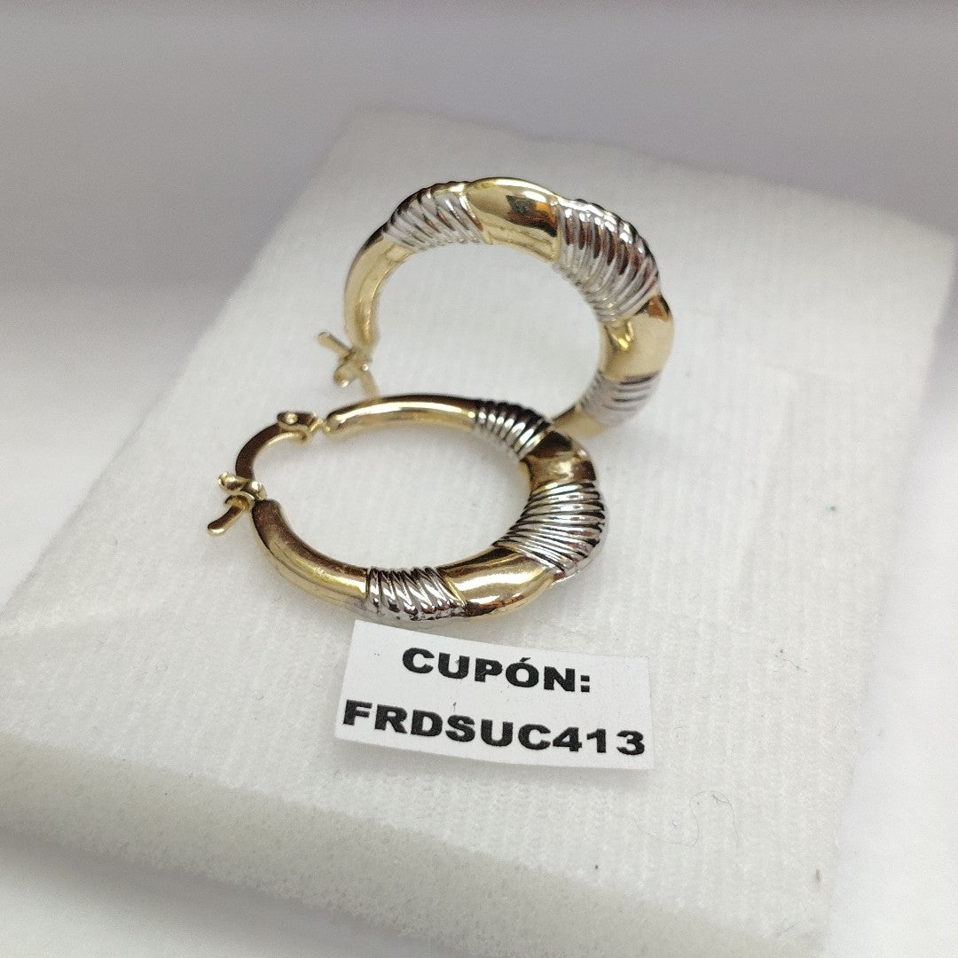 ARETES ARRACADAS HUECAS COMBINADAS 14K 2.6 GR (NUEVO)