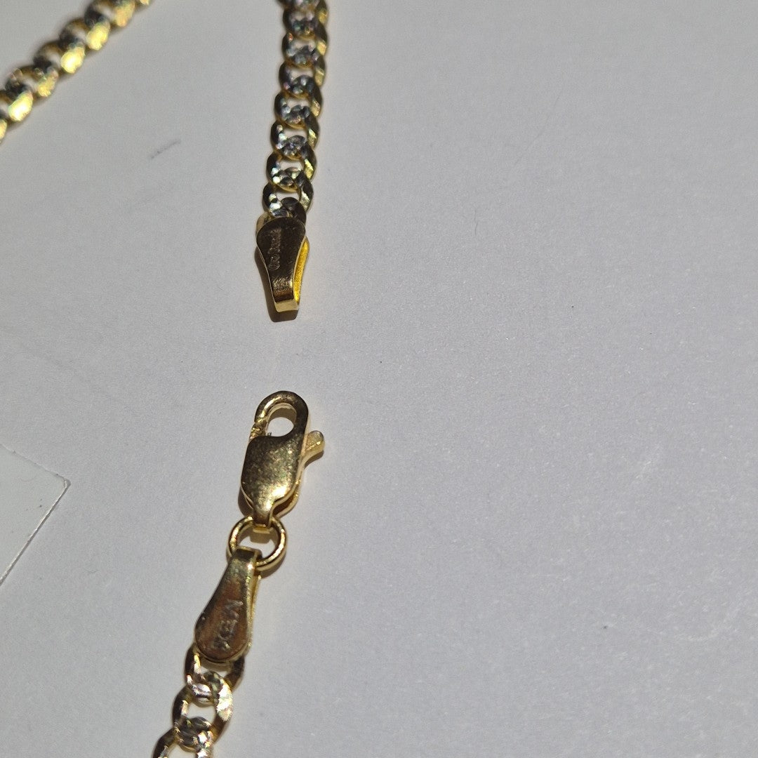 PULSERAS TEJIDO BARBADA DIAMANTADA ORO 14K 21 CM 5.1 GR (NUEVO)
