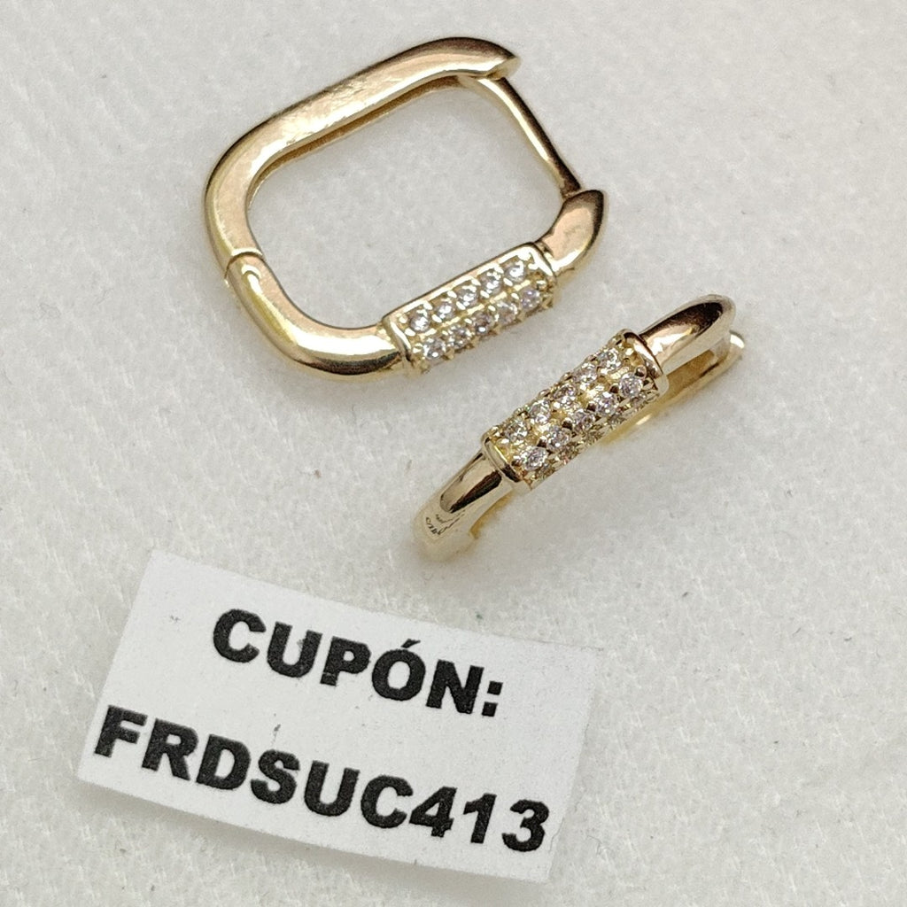 ARETES HUGGIES OVALADA C CIRCONIAS 14K 2.4 GR (NUEVO)