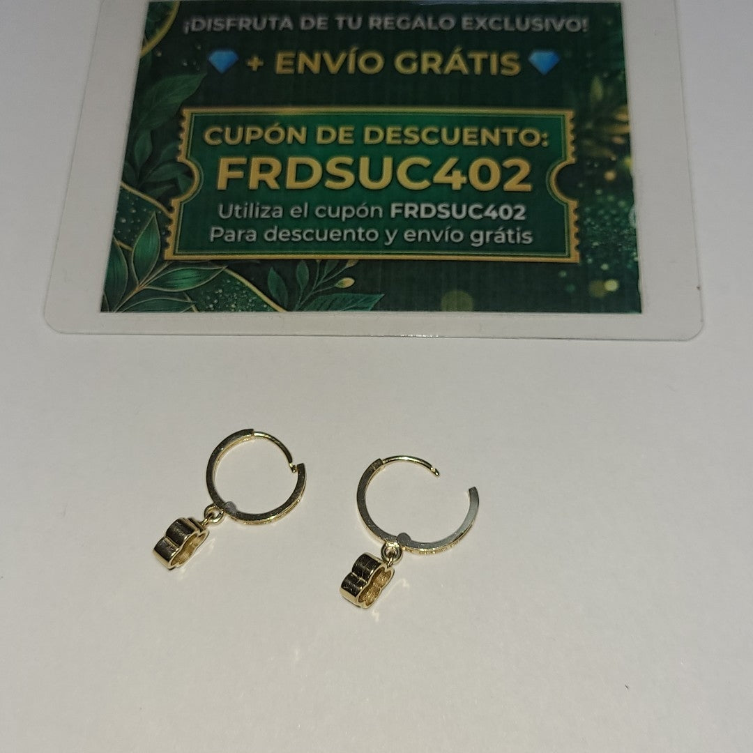 ARETES ARRACADAS CON DIJE 14K 2.4 GR (NUEVO)
