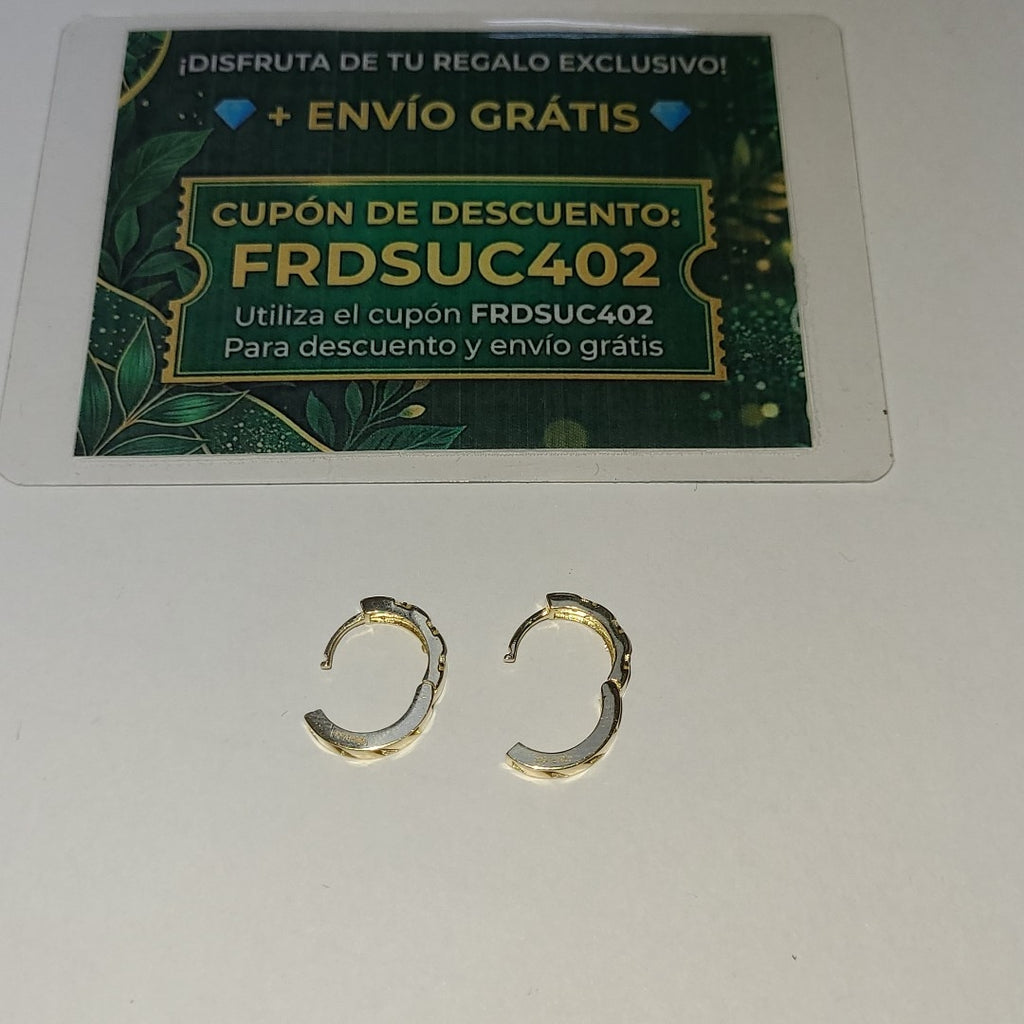 ARETES HUGGIES CON CIRCONIAS 14K 2.2 GR (NUEVO)