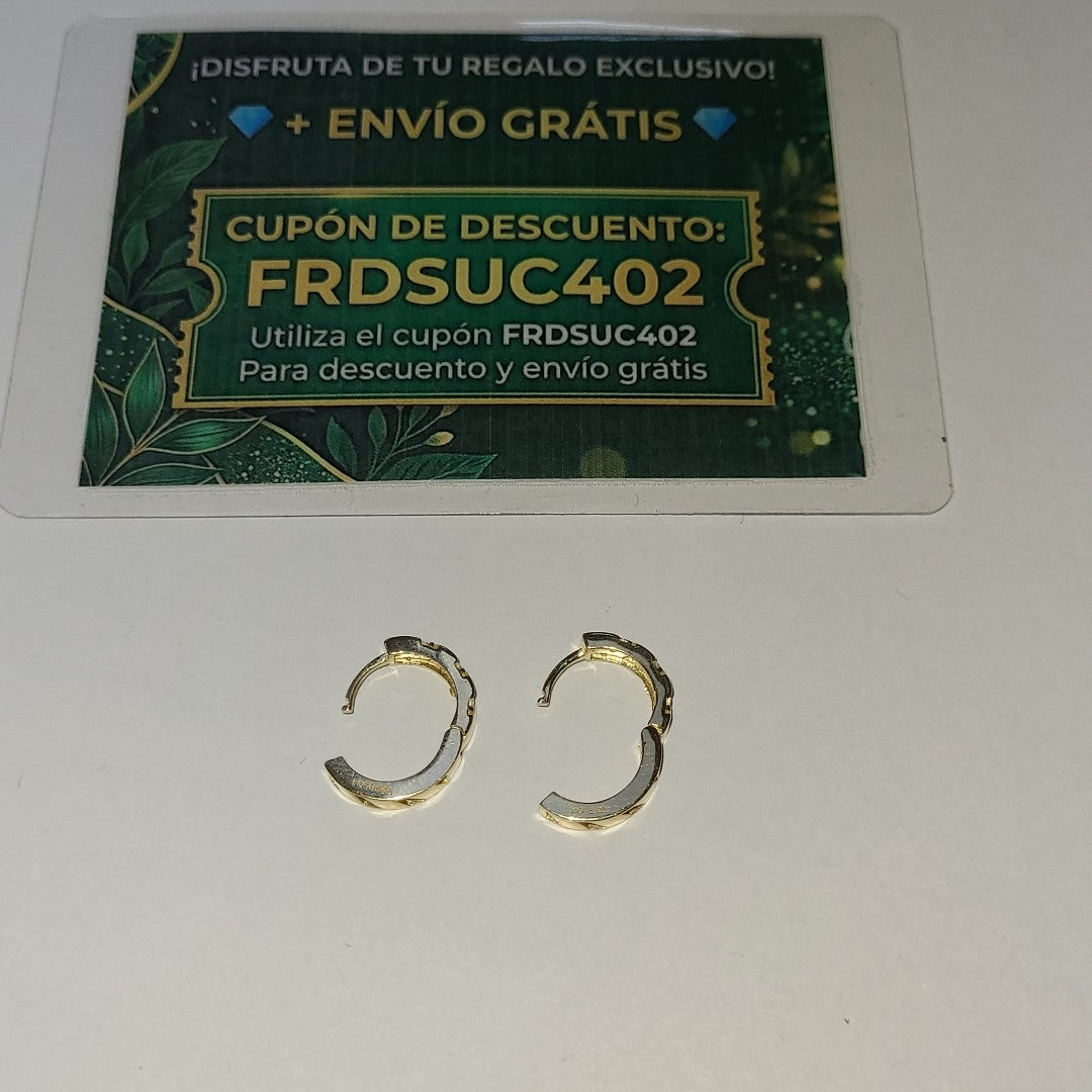 ARETES HUGGIES CON CIRCONIAS 14K 2.2 GR (NUEVO)