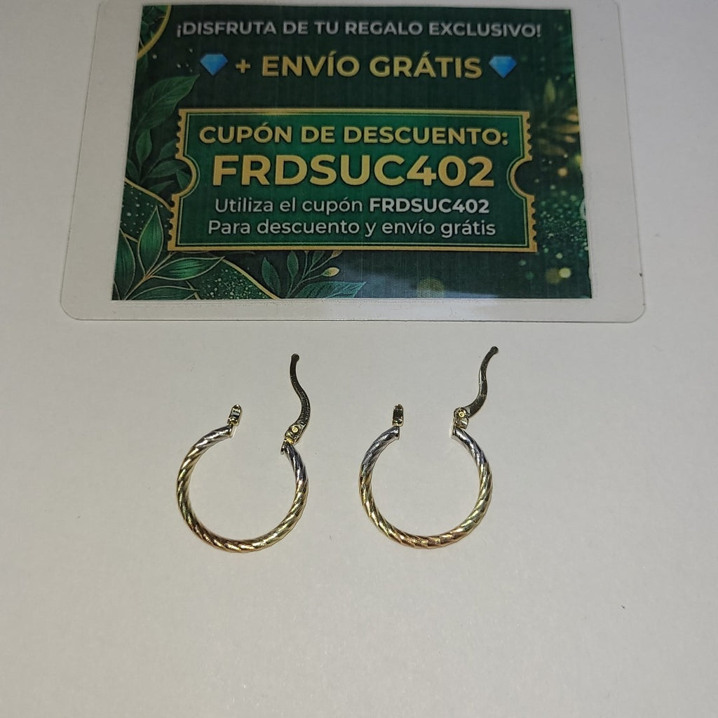 ARETES TEJIDO ARRACADAS TZL COMBINADAS 14K 1.8 GR (NUEVO)
