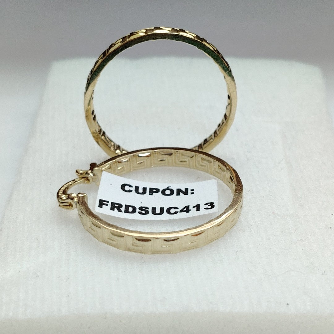 ARETES TEJIDO ARRACADA CON GRECAS 14K 2.7 GR (NUEVO)