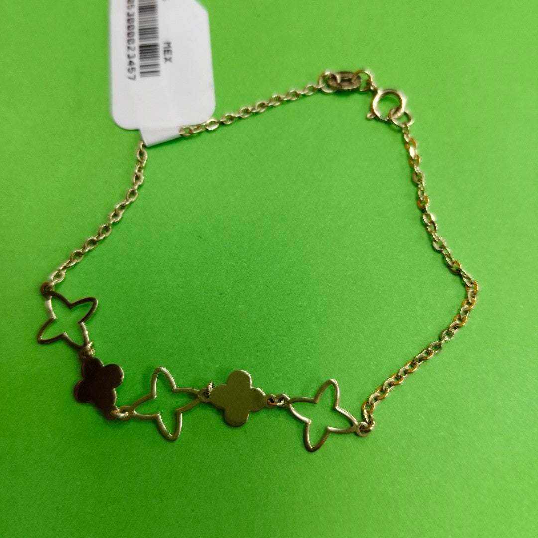 PULSERA TEJIDO ESP CON TREBOL 14K 18 CM 1.6 GR (NUEVO)